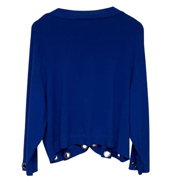 Lane Bryant Women's Cardigan Sweater Toggle Grommet Electric Blue 26 28 Plus - Picture 5 of 9